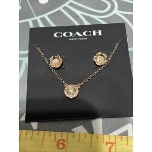 Coach, earring and necklace set Rose Gold Finish NWT